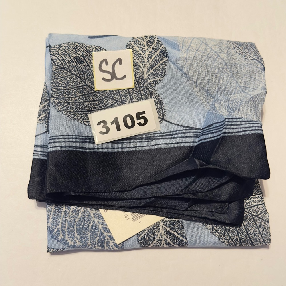 Kathie Lee Collection Blue Leaf Print Square Scarf Made in Italy NWT Vtg Y2K 90s - Picture 7 of 7